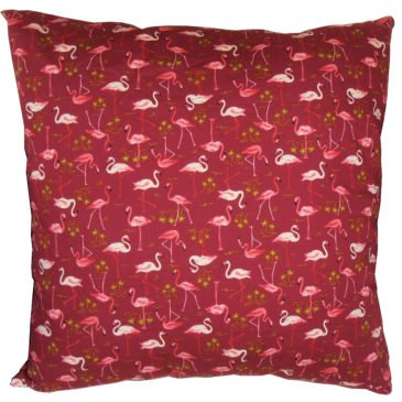 Maroon Flamingos Cushion Cover